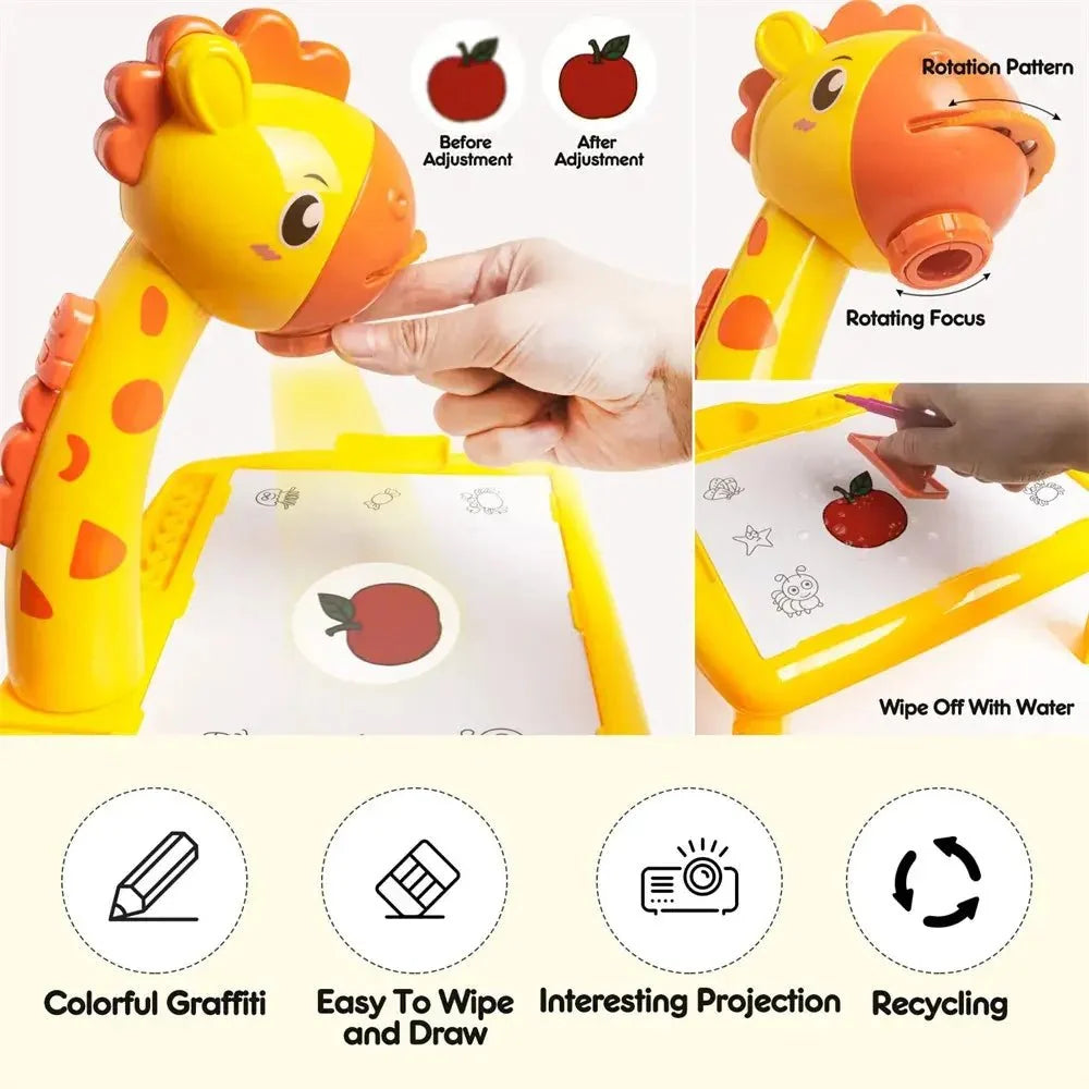 3 In 1 Kids Drawing Projector Table (Random Color)