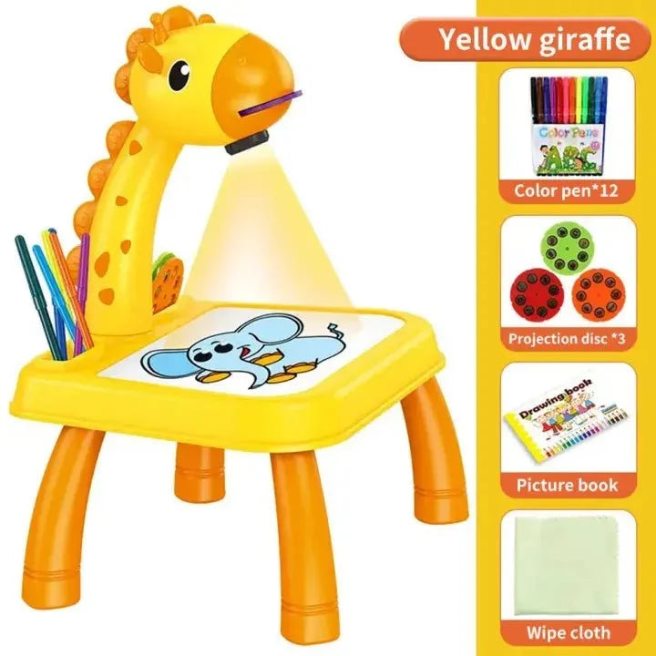 3 In 1 Kids Drawing Projector Table (Random Color)