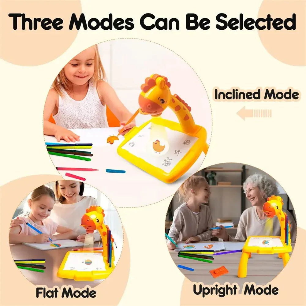 3 In 1 Kids Drawing Projector Table (Random Color)