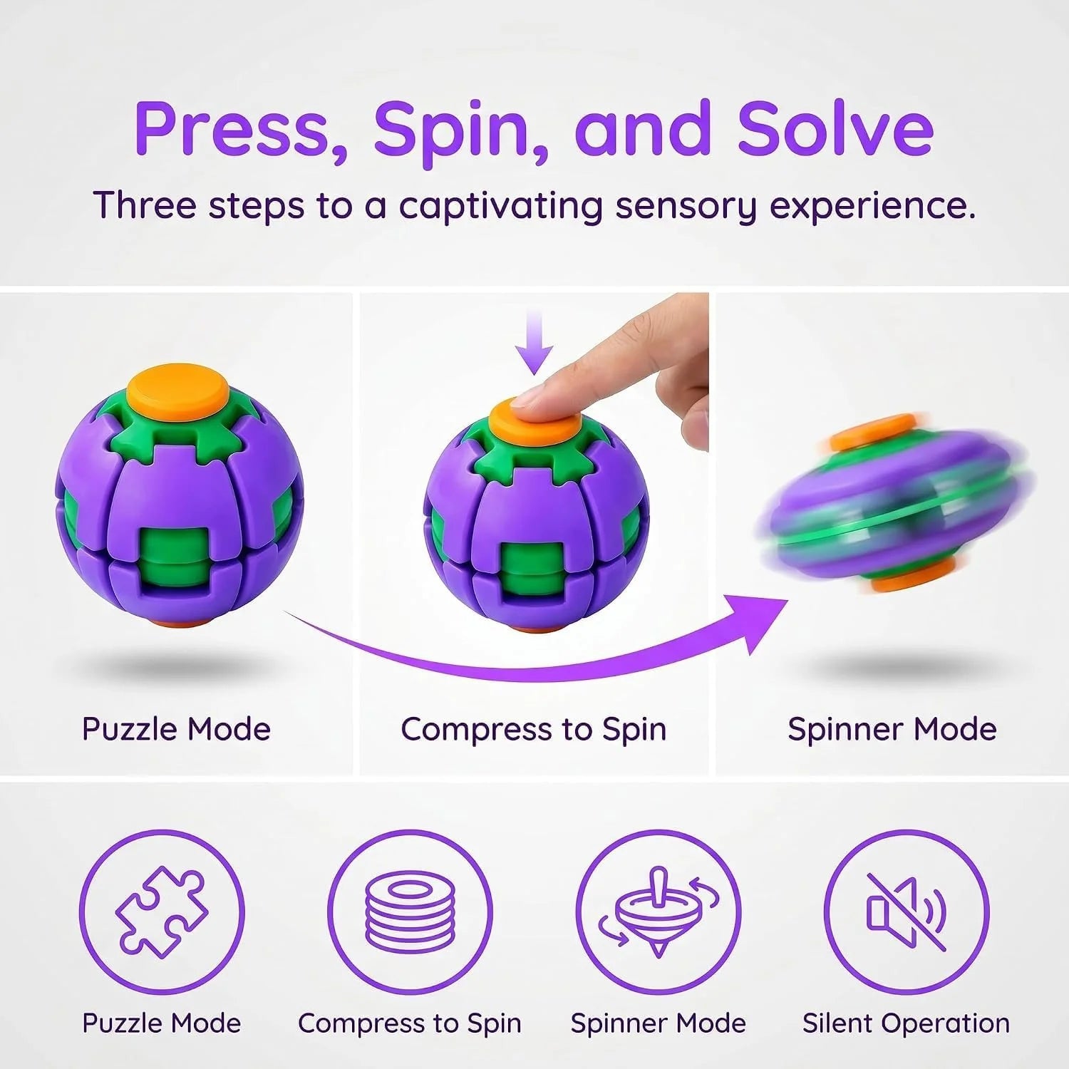 Colorful 3D Printed Press Fidget Spinner Ball ( Random Color )
