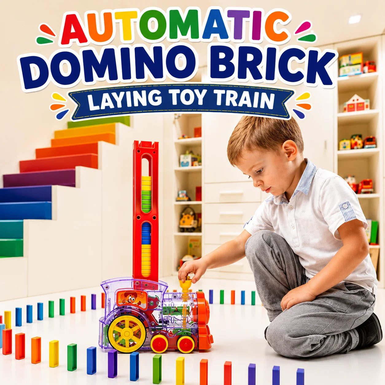 Automatic Domino Brick Laying Toy Train