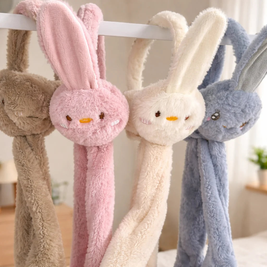 Bunny Earmuffs With Moving Ears - Soft Rabbit Warm Earmuffs For Kids (Random Colors)