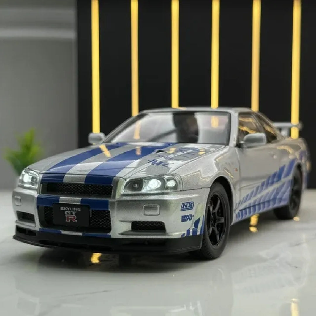 1:24 nissan skyline GTR R34 alloy diecast model car ( Random Colour )
