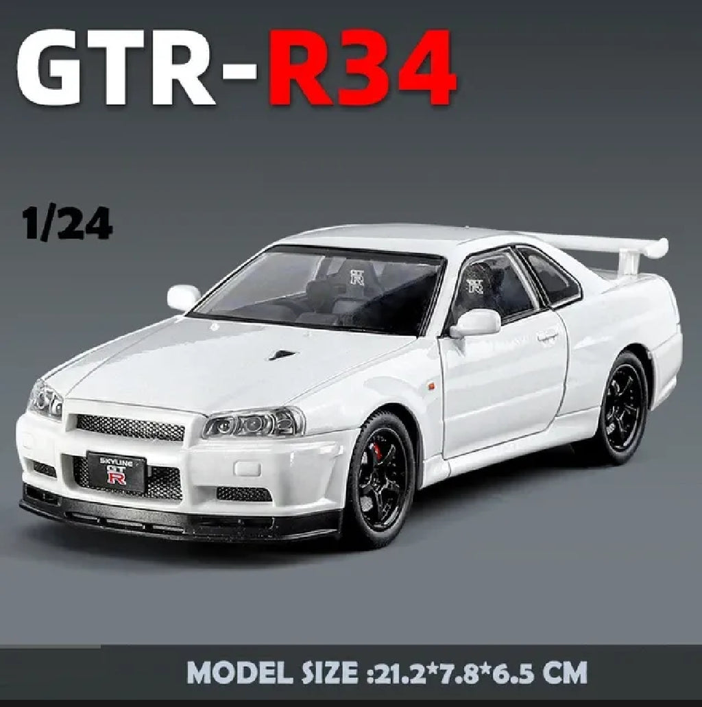 1:24 nissan skyline GTR R34 alloy diecast model car ( Random Colour )