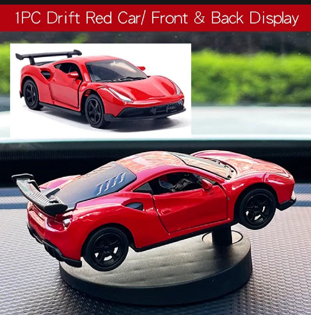 Car Dashboard Decorations - Alloy Drifting Spin Car Model, 1:64 Scale Rotating Metal Ornament,