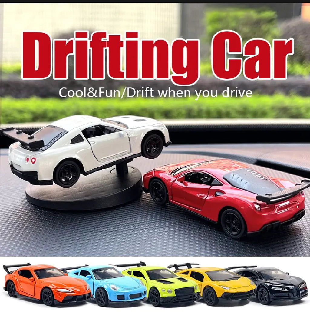 Car Dashboard Decorations - Alloy Drifting Spin Car Model, 1:64 Scale Rotating Metal Ornament,