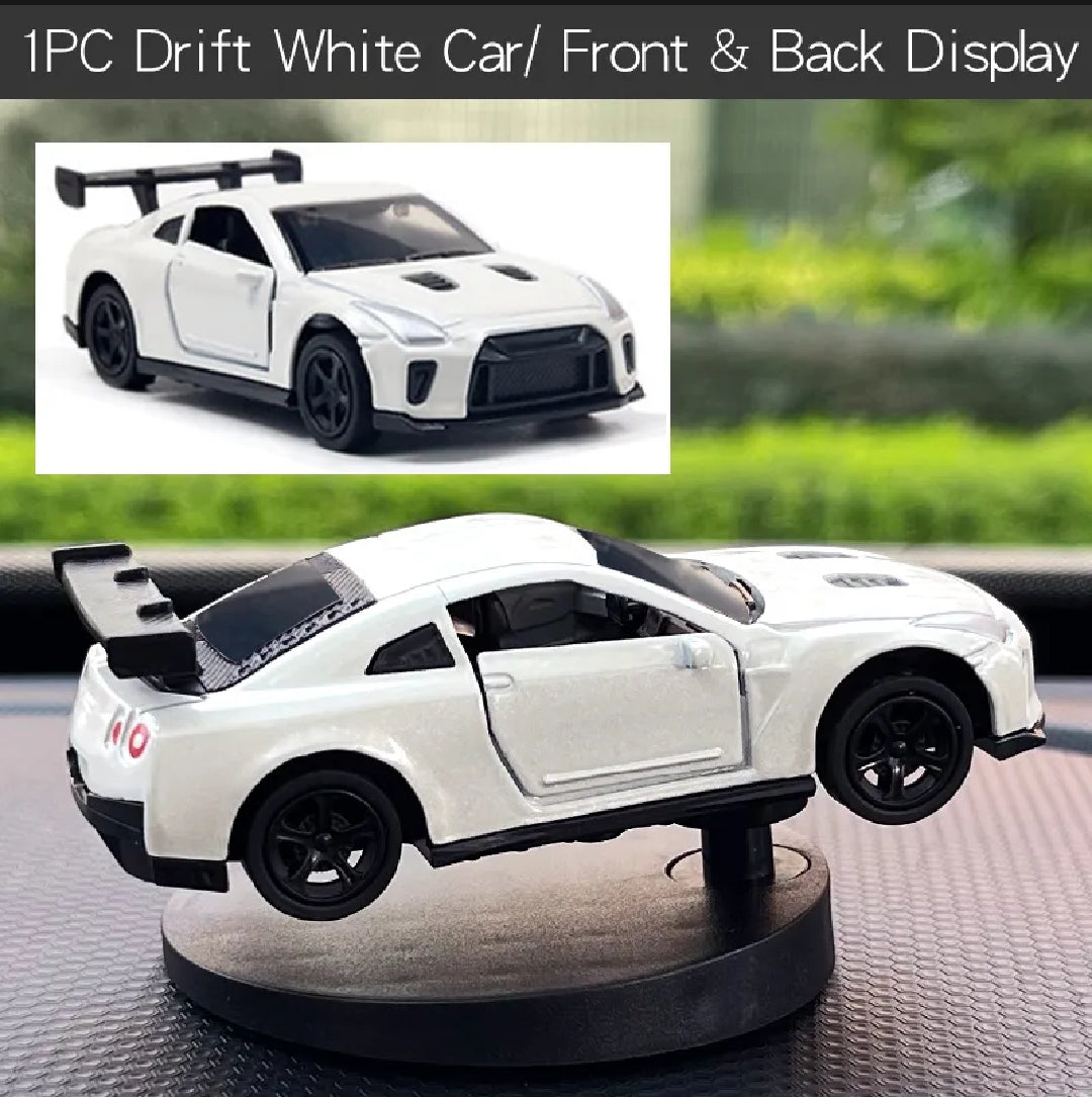 Car Dashboard Decorations - Alloy Drifting Spin Car Model, 1:64 Scale Rotating Metal Ornament,
