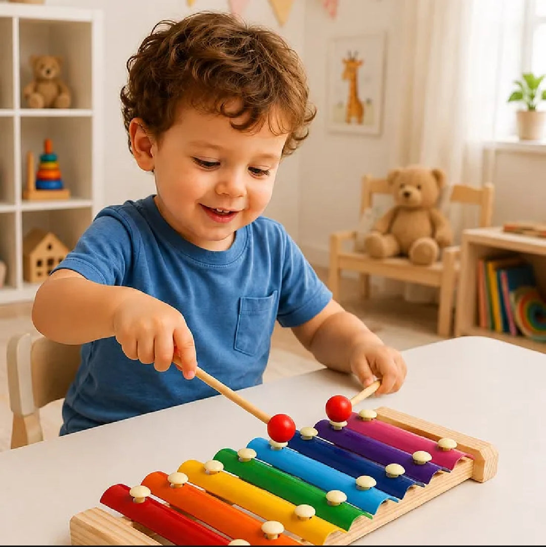 Vibrant 8-Note Wooden Xylophone for Kids | Musical Educational Toy