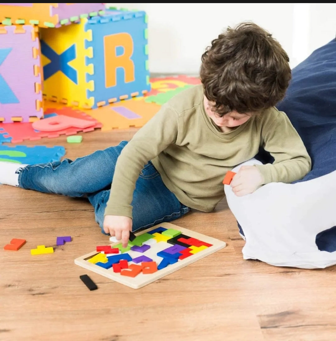 3D Wooden Puzzle | 40 Pieces | Wooden Tetris Building Blocks Game For Kids