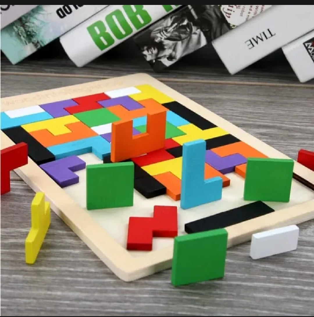 3D Wooden Puzzle | 40 Pieces | Wooden Tetris Building Blocks Game For Kids