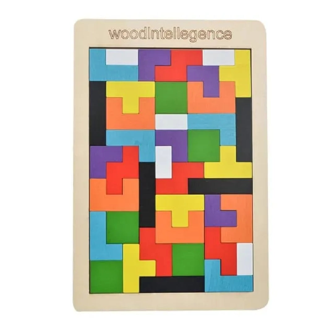 3D Wooden Puzzle | 40 Pieces | Wooden Tetris Building Blocks Game For Kids