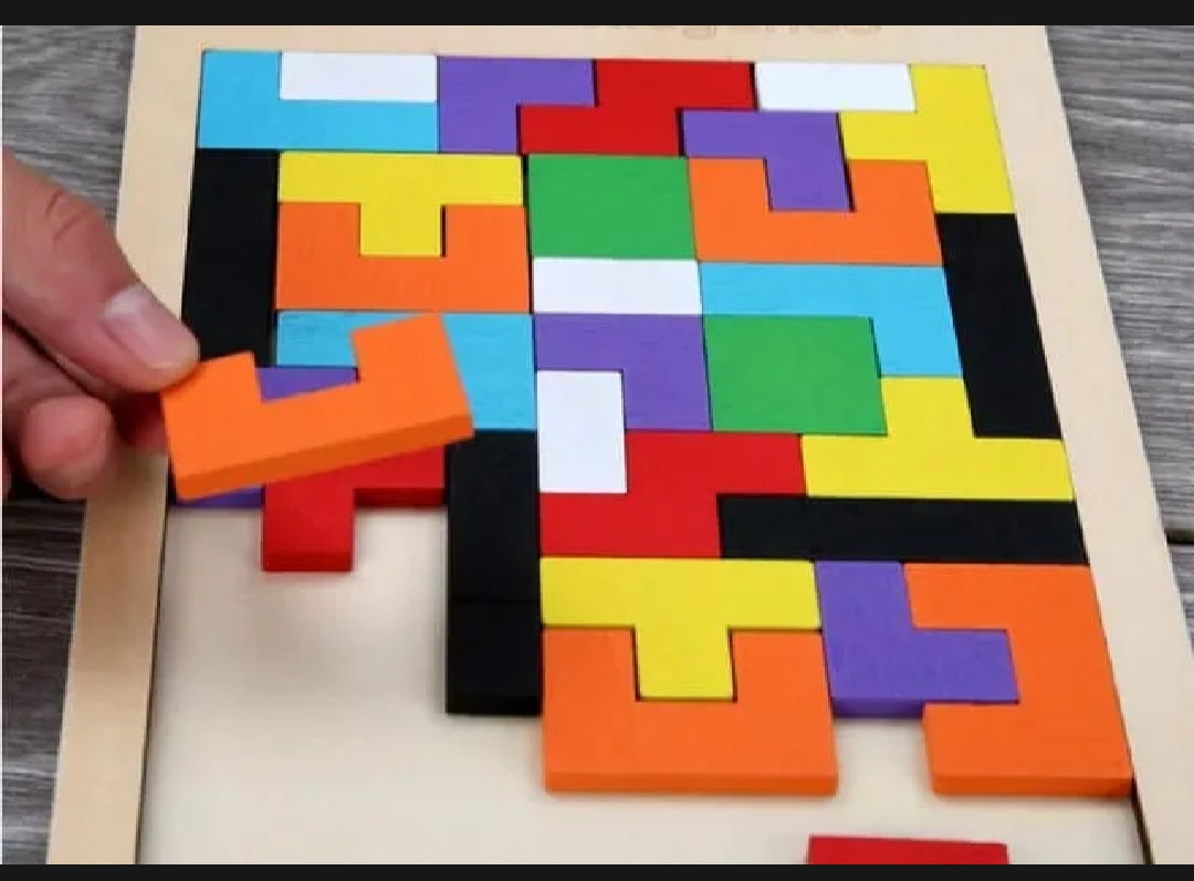 3D Wooden Puzzle | 40 Pieces | Wooden Tetris Building Blocks Game For Kids