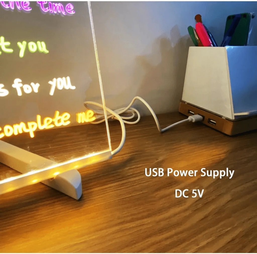 Acrylic LED Board With Colorful Night Light & 7 Neon Pens